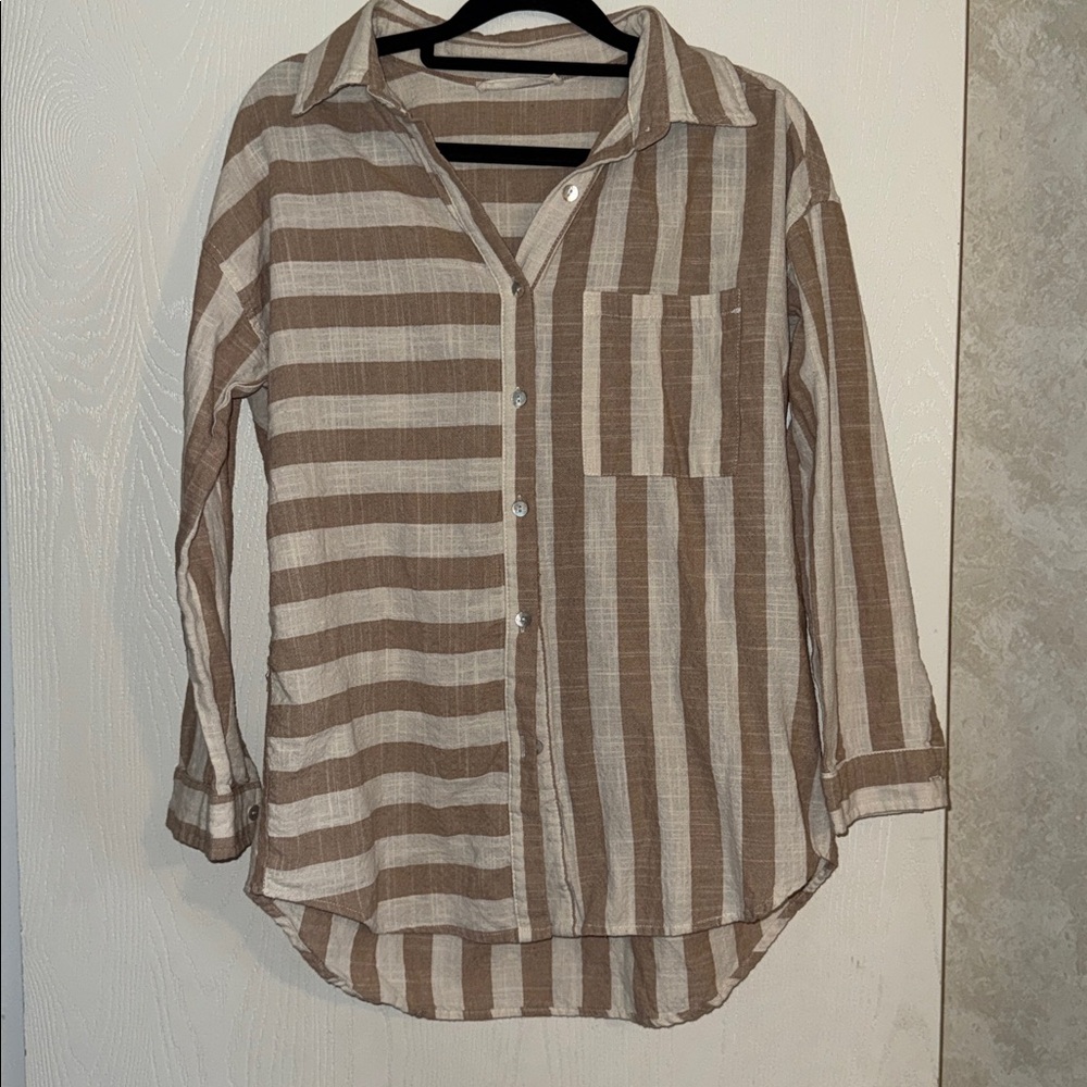 Beige and White button down